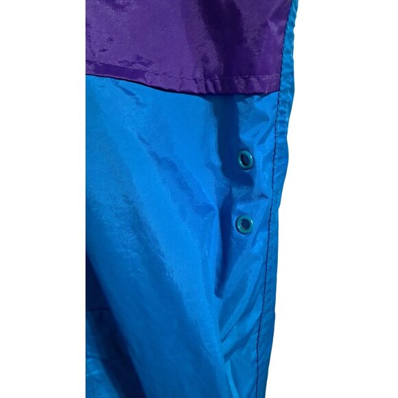 Vintage 90s Rainfair Jazzy Windbreaker Purple & Teal Hooded Jacket Size L Nylon - Picture 8 of 10